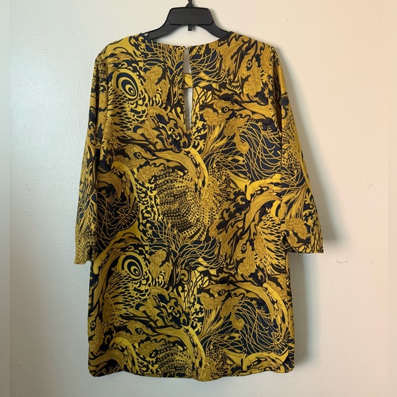H&M Gold & Navy Floral Mini Tunic Dress - Picture 3 of 8